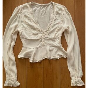 Forever 21 Cream long sleeve blouse